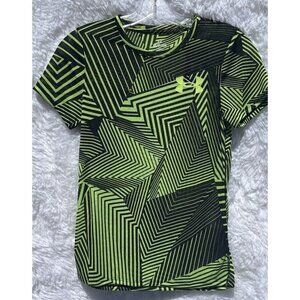 NWT Under Armour Run Short Sleeve '23 Women XS Ultra Thin Fitted Top Black Green
